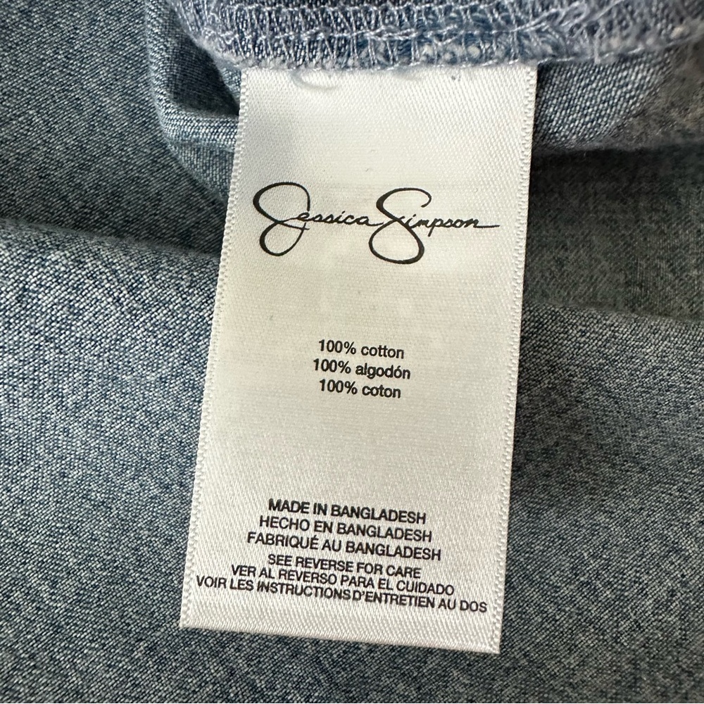 Jessica Simpson Blue Denim Button-Up Shirt Size L - Picture 13 of 14